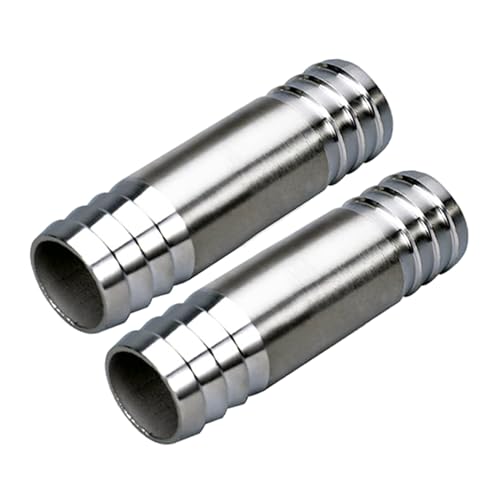 Stainless Steel Hose Barb 1-1/4" Splicer Mender Union Tubing Coupling Fittings with Hose Clamps Air Water Fuel Oil (pack of 2) - size: 1-1/4" Hose Barb