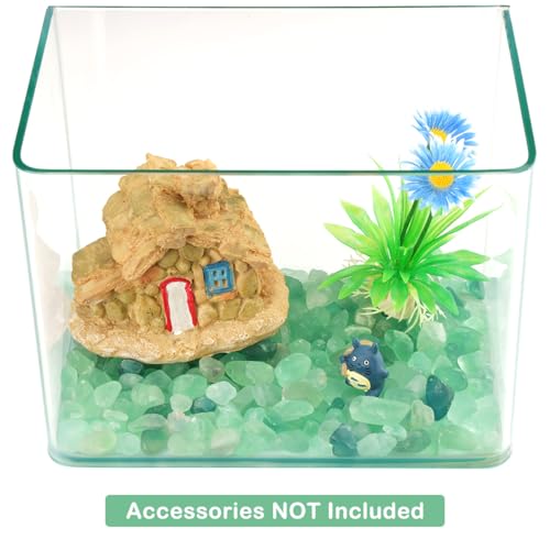 WAYBER 2 Lbs/920g Natural Green Quartz Crystal Stones Irregular Aquarium Pebbles Rock Sands for Turtle Tank/Succulent Plants/Vase Decoration (Fill 2 Cups) - color: Green Fluorite, size: 2 Pounds