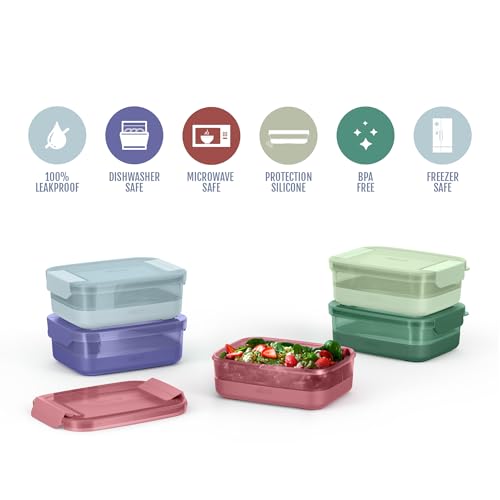 Ello Plastic Meal Prep Set BPA Free Plastic Food Storage Container with Silicone Boot and Airtight Lids, Dishwasher, Microwave, and Freezer Safe. - style: 3.7 Cup Meal Prep Everest