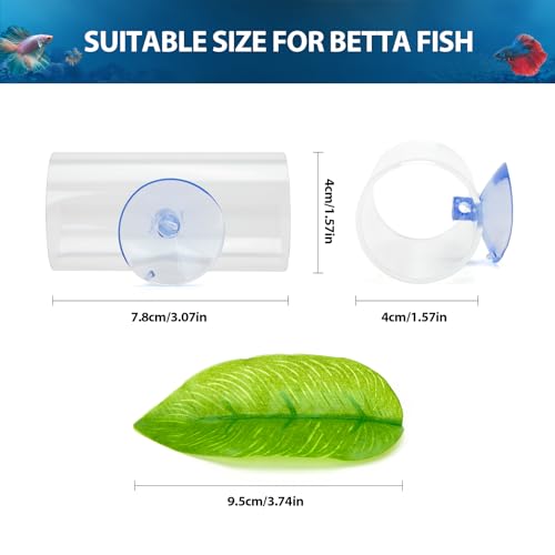 CousDUoBe 1 Pack Betta Fish Acrylic Tube Tunnel,Betta Fish Leaf Pad Simulating The Natural Habitat for Betta Spawning Grounds Breeding Resting Bed，Fish Shelter Hideaway - style: 1 Pack