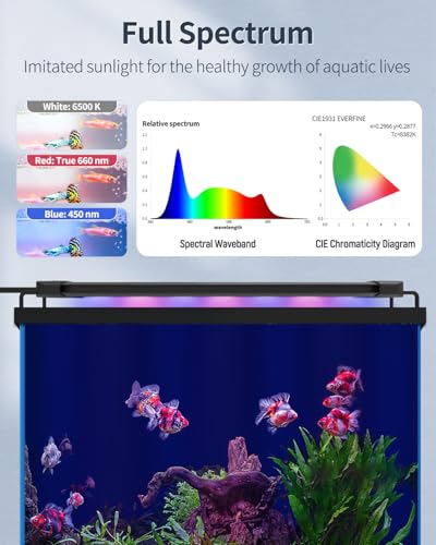 Pawfly 18 W Aquarium LED Light for 24 to 30 Inch Extendable Fish Tank Light with Full Spectrum Brilliant White Blue Red Lights with Daytime & Night Modes Timer Auto On/Off Adjustable Brightness - color: Basic with Timer, size: 24"-30"