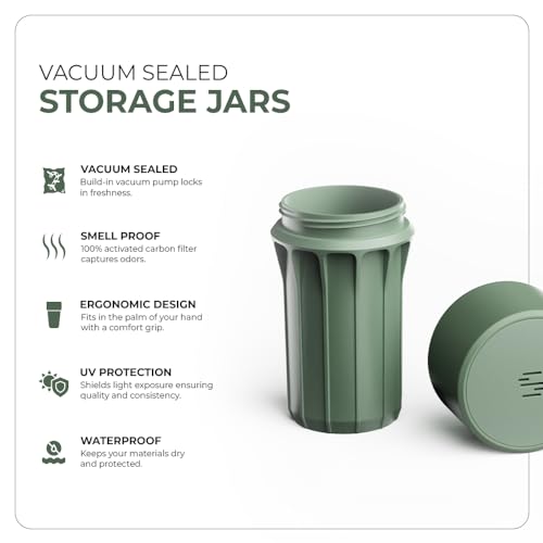 Staze Air Tight Smell Proof Container (148ml) – Vacuum Seal Jar -Waterproof Food Storage Canister, Portable Small Smell Proof Jar for Coffee, Herb, Spice & Gummies - (VISTA TRIO) - color: VISTA TRIO