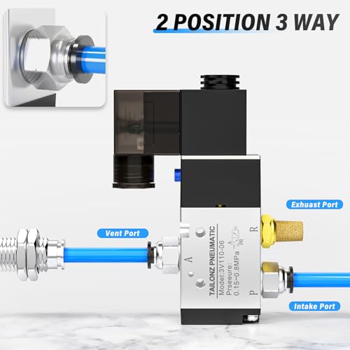TAILONZ PNEUMATIC 1/8"NPT Solenoid Valve 3V110-06 DC12V Single Coil Pilot-Operated Electric 2 Position 3 Way Connection Type (Junction Box) - size: 1/8"NPT/DC12V/Junction Box, style: 2 Position 3 Way