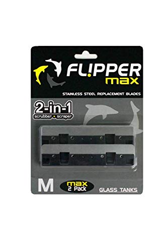 Flipper Max Aquarium Algae Remover for Fish Tank Cleaner Replacement Blades, Pack of 2 - Glass Scraper Blades for Cleaning Kits - Water Cleaning Accessory - style: Max