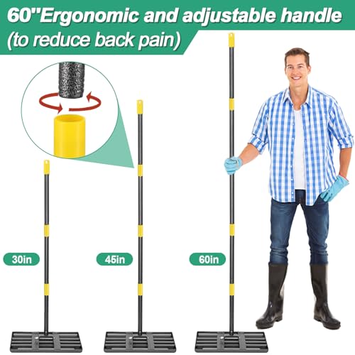 Lawn Leveling Rake, 17x10 Heavy Duty Lawn Leveler with Adjustable Handle Dirt Ground Level Tool for Yard Garden (60 Inch)