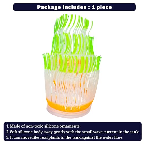 Soft Silica Gel Moves Naturally with Water Flow, Aquarium Decorations Glow in The Dark, Glowing Coral Ornaments for Fish Tank Decorations (Green, Anemone) - color: Green