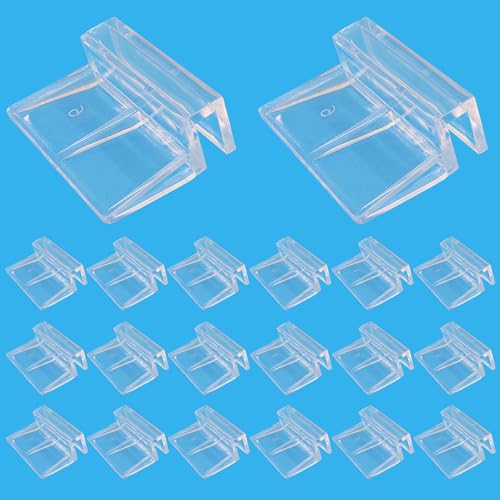 Hordion 20pcs Aquarium Lid Clip, 6mm Clear Acrylic Fish Tank Lid Holder Aquarium Glass Cover Clips for Rimless Aquarium Fish Tank - size: 6mm