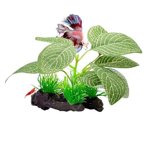 CTWPets Betta Driftwood Decor – Soft Silk Aquarium Plant for Betta Fish, Shrimp, and Tropical Tanks – Safe, Vibrant Aquascape Decoration (Mint Dot) - color: Mint Dot