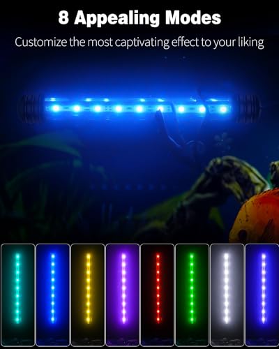 Pawfly 1.8 W Aquarium LED Light 7.5 Inch Underwater Fish Tank Light with Timer Auto On/Off Fish Tank Background Lights with 8 Lighting Modes Submersible Multi-Colored Tube Lights for Decoration - color: PRO (Timing Function), size: 7.5 Inch