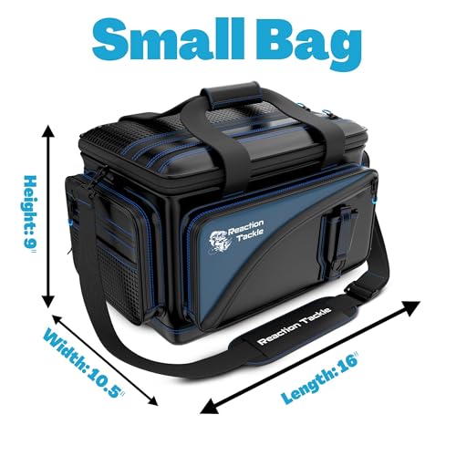 Reaction Tackle Fishing Tackle Bag – Salt Water Resistant Fishing Bag, 1000D PVC Waterproof Material, Tackle Box Organizer with Dividers for 3600 or 3700 Trays - color: A: Small Bag (without trays)