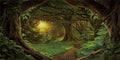 AWERT 48x18 inches Psychedelic Forest Terrarium Background Dim Old Trees Woodland Reptile Habitat Background Green Rainforest Aquarium Background Vinyl Background - size: 48x18in/120x45cm