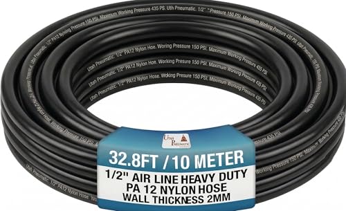 Utah Pneumatic 1/2" Air Line Tubing 10 Meters (32.8ft) Premium PA12 Nylon Tubing - Heavy Duty 2mm Wall Thickness for High Pressure Systems - Industrial Pneumatic Hose for Air Suspension &Train Horns - color: 12-NYLON-TUB, size: wall thickness 2 mm