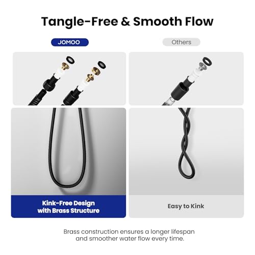 JOMOO Shower Hose, 59 Inch Extra Long Flexible Stainless Steel Handheld Showerhead Hose Extension, Flexible and Durable Replacement Hose with Brass Insert and Nut, Matte Black - color: Matte Black, size: 59 Inch