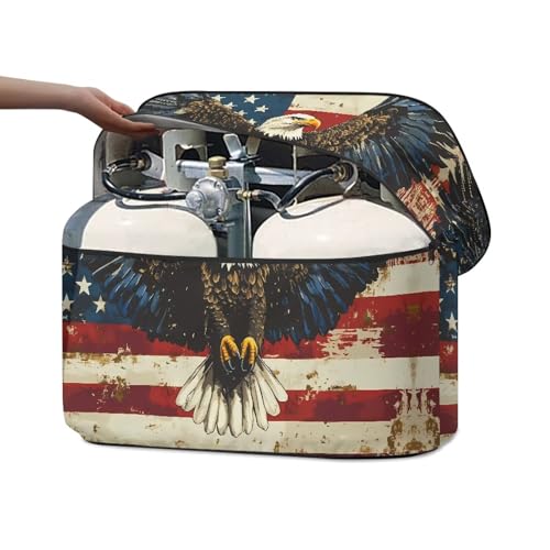 American Flag Eagle Wings RV Propane Tank Cover Polyester Travel Trailer/Camper Tank Cover Standard Tank Cover Tank Soft Cover with Zip Close Easy to Install - color: American Flag Eagle Wings, size: Small-Double 20LB