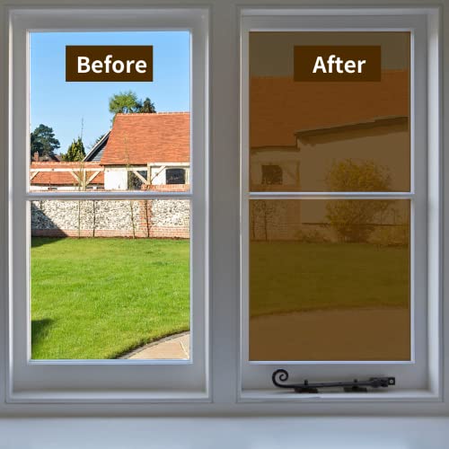 Niviy One Way Window Film Privacy Mirror Effect Self-Adhesive Window Tint UV Heat Control Glass Door Film for Home and Office, Tea-Silver 17.5 x 78.7 inches - color: Tea-silver, size: 17.7" X 78.7"