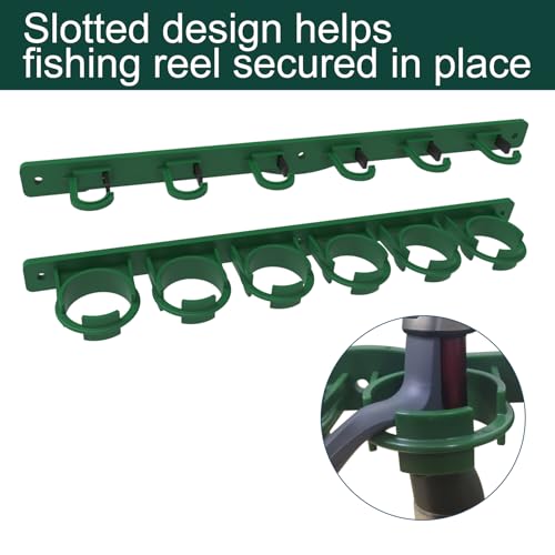 Aventik Vertical/Horizontal Fishing Rod Holder For Garage, Wall, Ceiling Holds Up To 6/12 Fishing Pole Holders (Green) - style: Green
