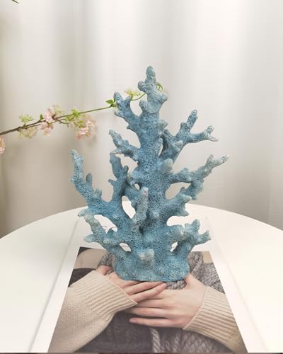 Lifelike Coral Reef Sculpture Statue - Handmade Resin Ocean Decor for Aquarium, Desk, Bathroom, Shelf - Coastal Beach Nautical Theme Gift for Home & Office