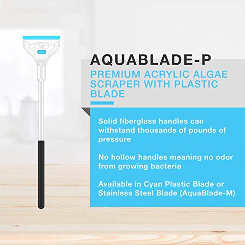 Continuum Aquatics AquaBlade P - Acrylic Safe Aquarium Scraper w/ Plastic Blade, Long, White - size: 15-inches