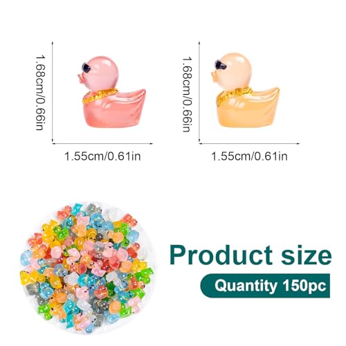 150 Pcs Luminous Mini Resin Ducks Colorful Tiny Small Plastic Ducks Figures to Hide Little Resin Duck Bulk for Miniature Landscape Aquarium Potted Dollhouse Fairy Garden Accessories Decorations. - style: The Sunglasses Duck 150PC