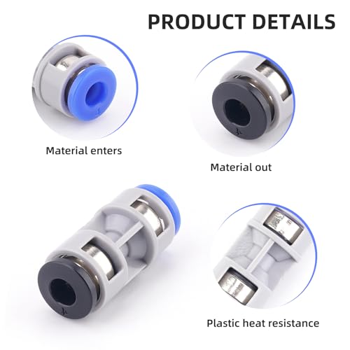 3pcs Teflon PTFE Tube Adapter Replacement for Bambu Lab A1/A1MINI/P1P/P1S/P2S/X1/X1C/X1E/H2D/H2S 3D Printer,Plastic Metal Mixed Feed Connectors for Bambu Lab 3D Printer