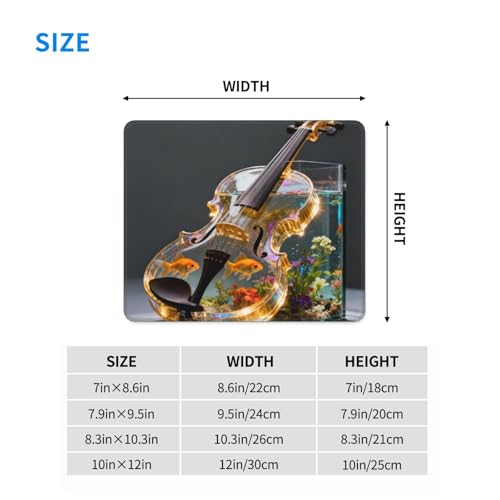 Violin Fish Tank Computer Mouse Pad Non-Slip Rubber Base Square Mouse Mat for Home Computer Mousepad 8.3 X 10.3 in - color: Violin Fish Tank, size: 10.3L x 8.3W inches