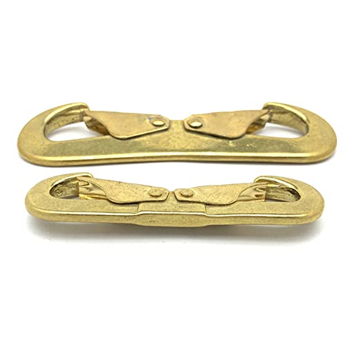 Heavy Duty Brass Double Ended Snap Hooks (2-Pack), Trigger Snaps Clips for Dog Leash, Keychain, Horse Tack, Aquarium Lid, Fence Latch & More