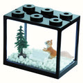 Small Sea Monkey Tank, Stackable Mini Betta Fish Tank Tinny Aquarium Kit with Aquarium Gravel, Moss Ball Tank Shrimp Tank 0.27 Gallon Acrylic Cube Fish Bowl for Shrimp Snails - color: Black