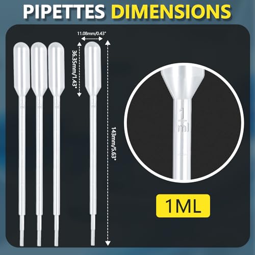 120Pcs Plastic Transfer Pipettes 1ml Dropper for Oil, Disposable Dropper Pipettes Eyedropper Water Droppers Pipette for Craft Lab Resin Paint - size: 1ml