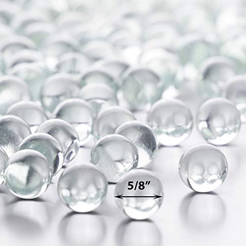 CYS EXCEL Clear Marble Gemstone Vase Filler (5 LBS) | Multiple Color Choices Aquarium Round Marble Beads | Decorative Mosaic Glass Gem Pebbles - color: Clear, size: 5 LBS