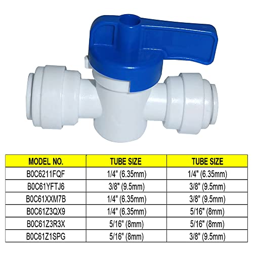 Food-Grade Quick Connector Push-In Tube Fitting - 1/4"to 3/8" O.D. Reducing Tube Shut off Ball Valve for Reverse Osmosis Water Filter Purifier (Pack of 5) - size: 1/4" o.d. tube x 3/8" o.d. tube