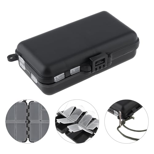 Mini Fishing Tackle Box, Small Box Fishing Accessories Storage Box, Double-Layer 9 Compartments Lure Accessories Box (11cm x 6.5cm)