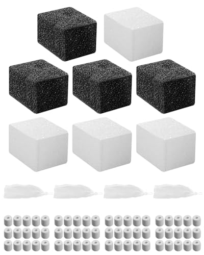 OCHIKI 4 Sets Aquarium Tank Filter Maintenance Kit Fit for AquaClear 20, Three-Stage Filtration Tank Carbon Filter & Foam Filter & Ceramic Rings & Bags for 5 to 20 Gallon Aquariums - size: for 5-20 Gallon