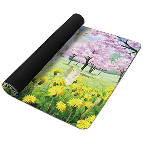 Spring Garden Extended Gaming Mouse Pad Large Desk Mat with Non-Slip Rubber Base and Stitched Edges,Keyboard Mouse Mat Desk Pad for Work,Game,Office,Home 35.4 * 15.7 Inch - color: Spring Garden