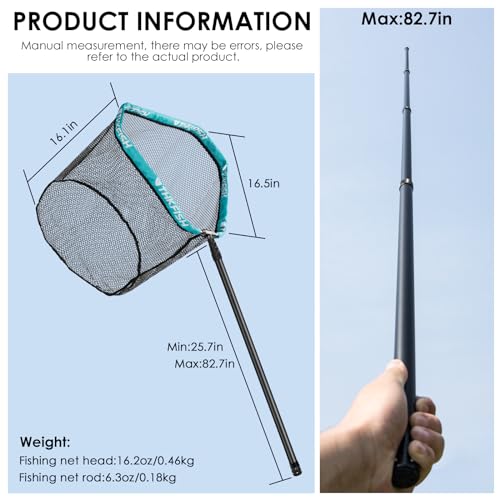 THKFISH Carbon Fiber Fishing Net - Long Handle, Portable Telescopic Landing Net - 27 to 157.5 Inch - Aluminum Mesh Frame Rubber Coated - size: 157"