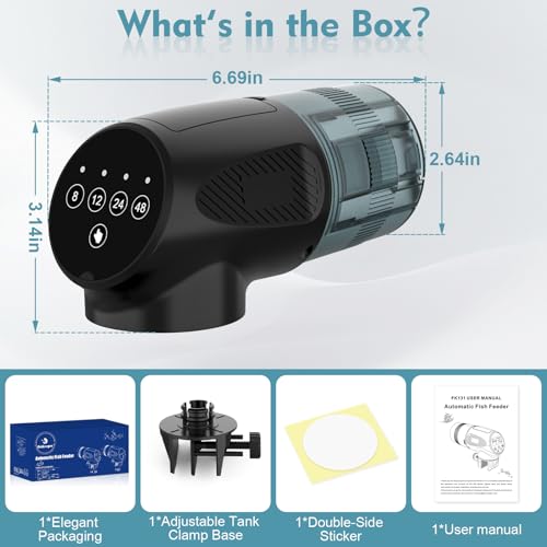 fishkeeper Automatic Fish Feeder for Aquarium: Moisture-Proof Auto Feeders Dispenser for Small Tank Turtle Betta Koi - Battery Food Feeding Timer for Flakes Pellet Vacation Weekend Day - size: 200ML