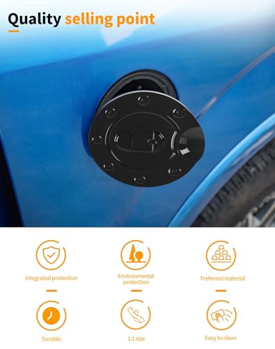 Hoolcar for F150 Black Gas Tank Cap Cover for Ford F150 2004 2005 2006 2007 2008 Fuel Filler Door Gas Cap Lid Housing Kit Exterior Accessories, ABS (Not Replacement) - color: Black, size: For F150 2004-2008