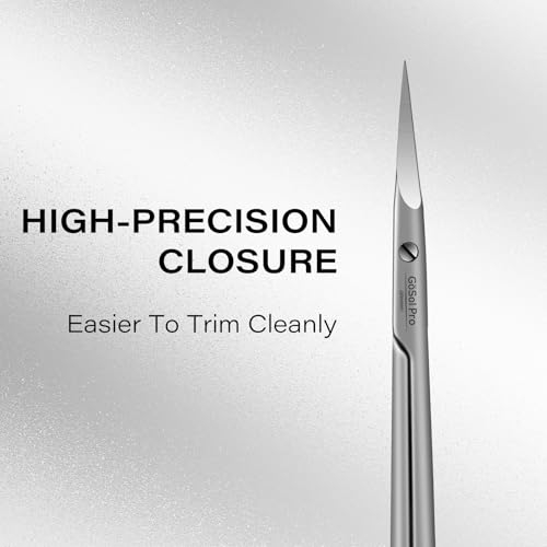 Cuticle Scissors Russian-Style Ultra Fine Curved Professional Cuticle Scissors 420 Stainless Steel, Precision Pointed Tip Grooming Scissors for Dead Skin; Eyebrow; Eyelash, Includes Leather Case