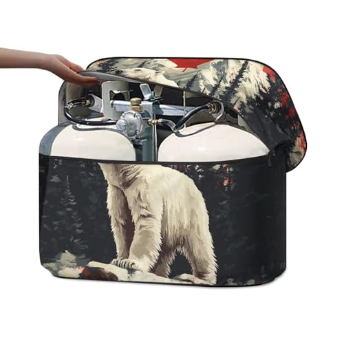 Canadian Flag Bear RV Propane Tank Cover for Travel Trailer Dustproof Propane Tank Cover for Camper Replacement Cover for RV/Trailer/Camper Fit for 20lb Tanks - color: Canadian Flag Bear, size: Small-Double 20LB