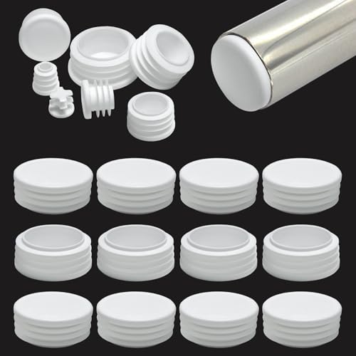 EASYEAH 2" (50mm) Plastic Hole Plugs White -Round Chair Leg Caps, Flush Mount Pipe Plugs, Tubing End Caps for Metal&Wood Legs Tube, Outdoor Furniture Feet caps & Table Plastic Plugs, 12 PCS - color: White, size: 12 PCS,2"