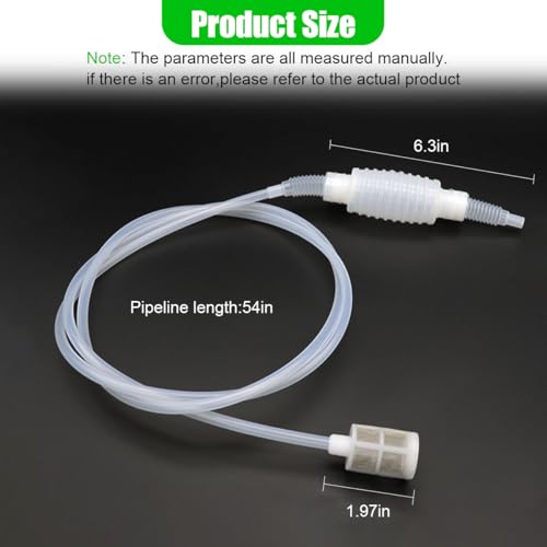 Siphon Pump, 1.6M/5.24Ft Siphon Hose for Water & Gasoline Transfer, Portable Car Manual Fuel Pump with Clip & Filter, Universal for Gasoline, Oil, Diesel, Water, Liquid (1.6M)
