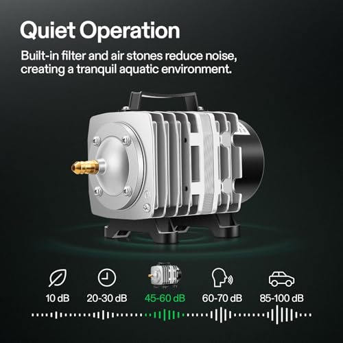 VIVOSUN Air Pump Kit, with 40 W 1110 GPH Commercial Air Pump, 8-Way Splitter, 2 Pcs Air Stones, 25 ft Air Tubing, 2 Pcs Check Valves, for Aquarium, Fish Tank & Hydroponics - style: 40W-1100GPH with Accessories