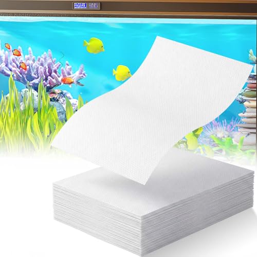 Aquarium Filter Sheets for Water Filtration, Universal Fit for Most Standard Filters, Helps Reduce Cloudiness and Yellow/Green Tint, Safe for Freshwater and Saltwater Tanks (50)