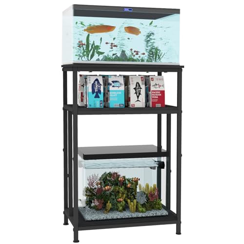 Fish Tank Stand, 3-Tier Aquarium Stand Reptile Tank Stand Heavy Duty Terrarium Stand for Home Office, Black, 5-10 Gallon - color: Black, size: 5-10 Gallon