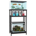 Fish Tank Stand, 3-Tier Aquarium Stand Reptile Tank Stand Heavy Duty Terrarium Stand for Home Office, Black, 5-10 Gallon - color: Black, size: 5-10 Gallon