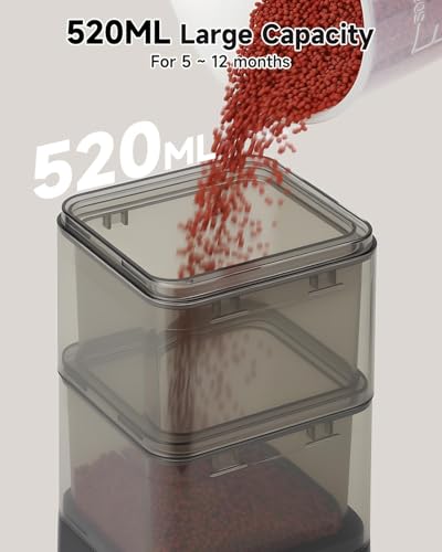 fishkeeper Automatic Fish Feeder for Aquarium - 520ML Large Capacity Adjustable Fish Feeder Automatic Dispenser with Timer for Vacation, Weekend or Daily Use, Three Fixed Methods - size: 520ML