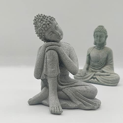 Fish Tank Buddha Statue Decorations Aquarium Decor Betta Fish Tank Accessories Ornament Small Meditating Sandstone Buda Statues for Underwater Landscaping Home Zen Decor