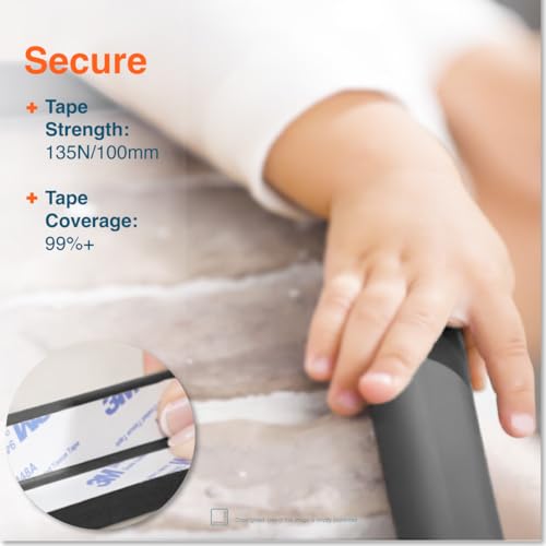 Roving Cove HeftyFit Edge Corner Protector Baby Proofing (Large 15ft Edge 4 Corners), Heavy-Duty, Soft NBR Rubber Foam, Furniture Fireplace Safety Bumper Guard, 3M Adhesive, Onyx Black - color: Onyx Black, size: Large 15 feet