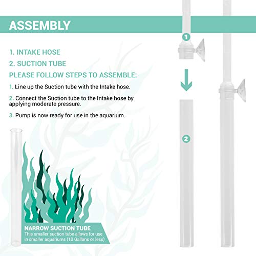 TERA PUMP Nano Aquarium Siphon Gravel Cleaner & Sand Cleaner (BPA-Free/Safe for Small Aquarium Life) for Aquarums Under 10 Gallons