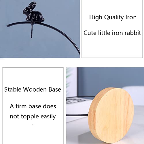 YY YEARCHY Ornament Display Stand Metal Stand Air Plant Stand Flower Pot Holder Iron Stand for Hanging Glass Globe Ball (Rabbit round wood) - color: Black, size: 12.5"x4.5"x4.5"