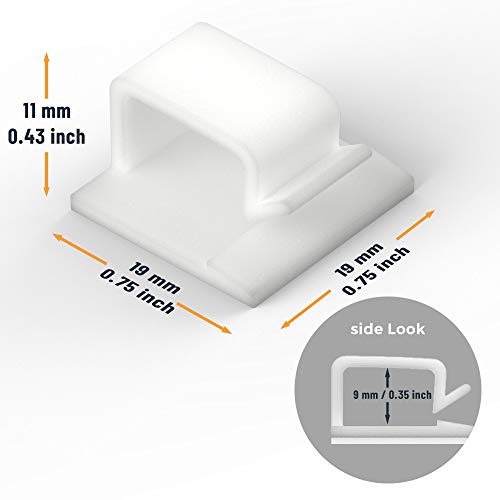 Cable Clips with Strong Self-Adhesive, XIAOXI R Shape Cable Management TV PC Wire Holder Sticky Tidy and Organizer Cord and Wires - 40 Pcs (White) - color: White